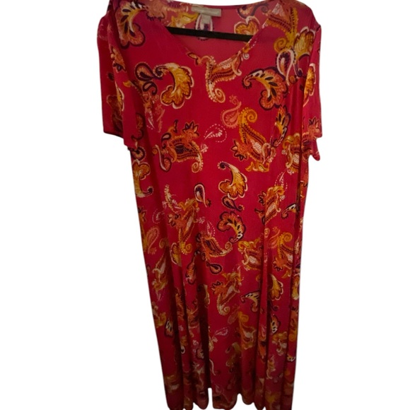 Woman Within Dresses & Skirts - Woman Within Red Paisley Maxi Dress